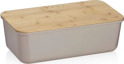 Produktbild von Brotkasten, mit Deckel/Schneidebrett, Recycling-Kunststoff, Beige, Taupe, 38 x 21 x 12,5 cm - Kela | Apart
