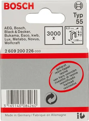 Produktbild von Schmalrückenklammer Typ 55, geharzt 6 x 1,08 x 19 mm, 3000er-Pack
