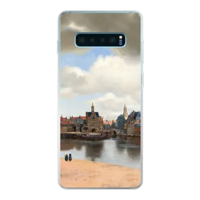 Produktbild von MuchoWow® Handyhülle Schutzhülle Hülle für Samsung Galaxy S10 Plus Ansicht von Delft - Gemälde von Johannes Vermeer Silikon Softcase Handy Hülle - Schutzhülle