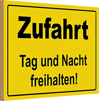 Produktbild von Holzschild Hinweis 30x20cm Zufahrt Tag und Nacht freihalten