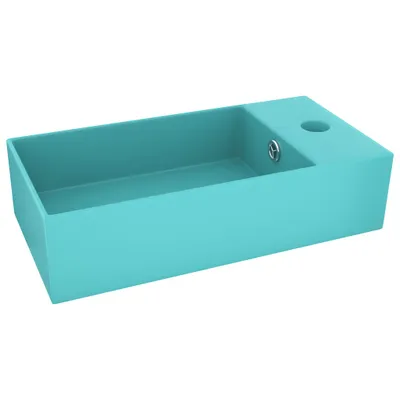 Immagine prodotto di vidaXL Lavabo da bagno con troppopieno in Vetroceramica verde chiaro