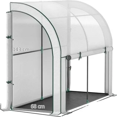 Obrázek produktu pro Skleník, konstrukce z ocelové fólie, 200L x 80W x 157H cm, rolovací dveře, příčné větrací otvory, montáž na stěnu
