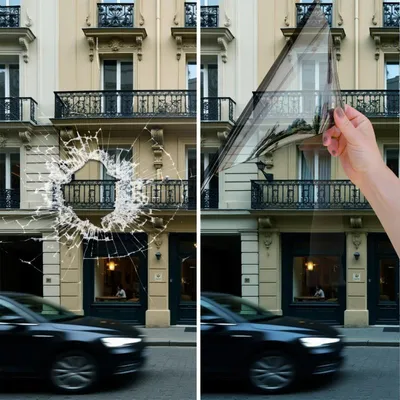 Produktbild von DIMEXACT - DIMEXACT Sicherheitsfolie Einbruch-, Splitter- und Graffitischutz für Fenster, Silber - 240 My, Breite 1,52 m, Rolle -152 cm x 5 m - en Rouleau