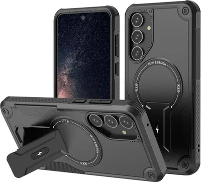 Obrázek produktu pro Pro Samsung Galaxy A16 Armor MagSafe Holder PC Hybrid TPU Protective Cover Black