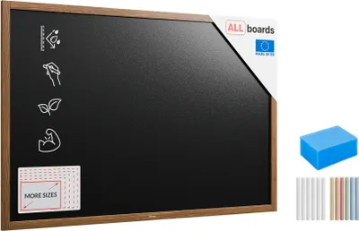 Immagine prodotto di Lavagna nera da gesso RESISTENTE ALL'ACQUA in cornice di legno 150x100 cm