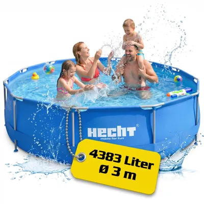Produktbild von HECHT 3476 Metall Frame Pool Gartenpool | ⌀ 300 cm | 76 cm Höhe | 4383 Liter | 0,3 mm Folie
