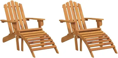 Produktbild von 2 klappbare Adirondack-Gartenstühle aus massivem Akazienholz mit Fußstützen