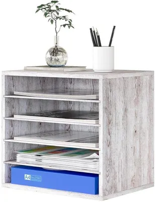 Produktbild von 5-Zieller Mail Sorter Organizer - Starker Papieraufbewahrung - Weissgekalkt