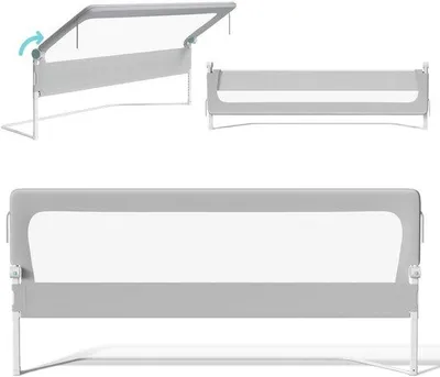 Image de Lit d'enfant 180 cm - Pliable - Rabattable à 180° - Avec filet de sécurité - Réglable - Barrière de sécurité - Pour tout-petits