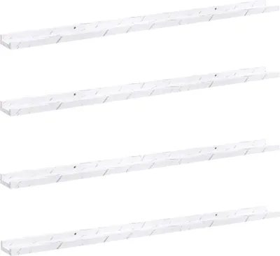 Obrázok produktu pre vidaXL Nástenná polička, 4 ks, biela, mramorovaný vzhľad, 115 x 9 x 3 cm, drevovláknitá doska