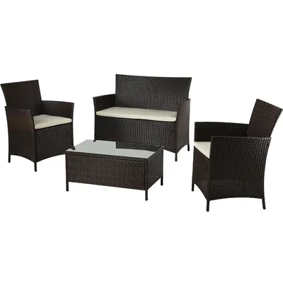 Produktbild von Gartenmöbel-Set Terrassenmöbel-Set Sitzgarnitur Canera 4-teilig Polyrattan Braun