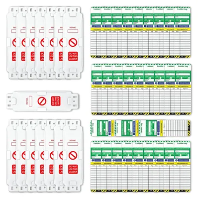 Leiterprüfmarken-Set, 30 Einlagen + 15 Halter, PC/ABS, weiß