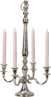 Produktbild von Kerzenständer 4-armig Kerzenleuchter Kandelaber zum stellen und hängen aus Metall silber Höhe 62 cm