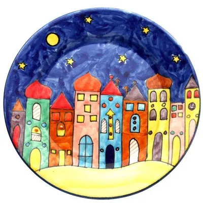 Produktbild von Handbemalter Keramik Teller Set/2 – Frühstücks- & Speiseteller ca. 21 cm – Spülmaschinenfest Microwellentauglich