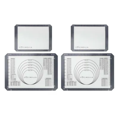 Produktbild von 4tlg. Set Silikon Backmatte Teigmatte Silikonmatte Ausrollmatte Teigunterlage Antihaft Backunterlage Lebensmittelecht