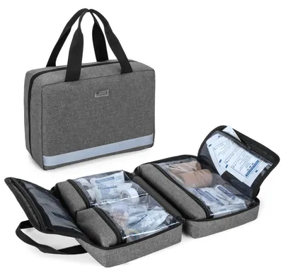 Produktbild von Erste Hilfe Tasche Grau 28,9x10,9x20 cm Nylon mit mehreren Fächern