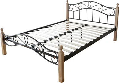 Obrázek produktu pro Homestyle4u 1345, kovová postel 160x200 černá přírodní, rám postele s roštem