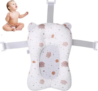 Productafbeelding van Babybadmat - Badsteun Kussen - Veilig Baden - Antislip Verstelbaar - 30 x 26 cm - Wit
