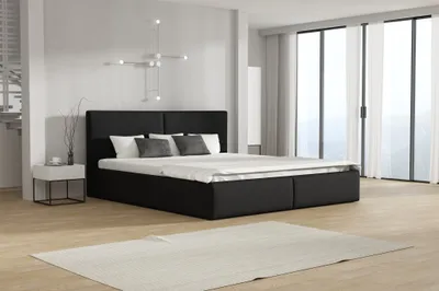 Produktbild von Polsterbett Doppelbett BERGEN Komplettset 140x200cm Stoff Magic Velvet Schwarz
