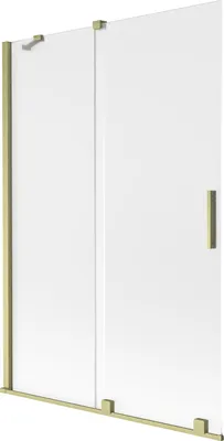 Produktbild von Mexen Velar Duschwand 2-flügelig, verschiebbar 120 x 150 cm, Mattglas, gebürstetes Gold - 896-120-000-31-55