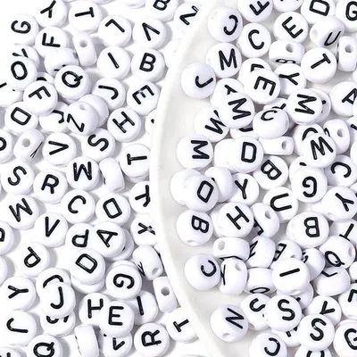 Image de Assortiment de perles à grignoter, 500 pièces, perles rondes de 5 x 10 mm avec lettres de l'alphabet A-Z