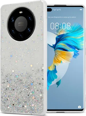 Produktbild von Cadorabo Hülle für Huawei MATE 40 PRO in Transparent mit Glitter Schutzhülle aus flexiblem TPU Silikon mit funkelnden Glitter Case Cover Etui Handy Hülle