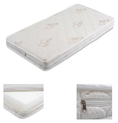 Produktbild von Moni Babybett Matratze Majesty 120 x 60 x 12 Bamboo abnehmbar antiallergisch weiß