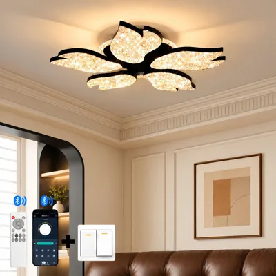 LED-Deckenleuchte dimmbar 60x60 cm schwarz mit Fernbedienung