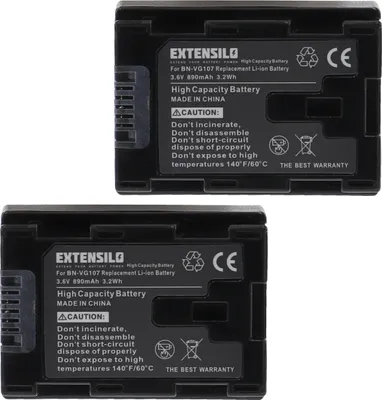 Produktbild von EXTENSILO 2x Akku kompatibel mit JVC GZ-HD500SEK, GZ-HD500SEU, GZ-HD500BUS, GZHD520, GZ-HD500U, GZ-HD510, GZ-HD500BU Kamera (890 mAh, 3,6 V, Li-Ion)