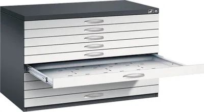 Produktbild von CP 7100 Planschrank schwarzgrau, lichtgrau 10 Schubladen 110,0 x 76,5 x 76,0 cm
