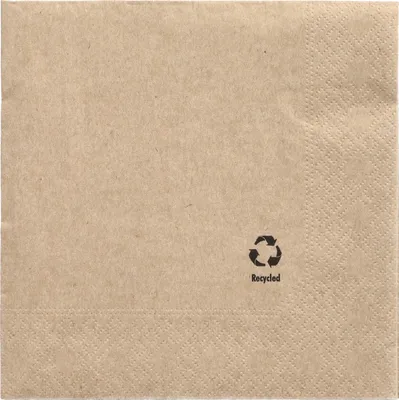 Produktbild von 100 Servietten, 3-lagig 1/4-Falz 33 cm x 33 cm natur aus recyceltem Papier