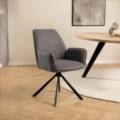 Productafbeelding van Eetkamerstoel Lugo Met Armleuning Grijs-bruin Basel - Giga Living- Set van 2