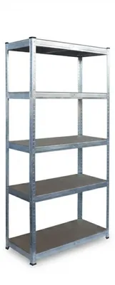 Obrázok produktu pre 2 x regál na ťažké bremená, 5 políc, rozmery: 150 x 75 x 30 cm, nosnosť až 875 kg, do pivnice a garáže, skladový regál, oceľ, strieborný