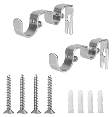 Doppel-Gardinenstangen-Halter 2er-Pack, Metall, Silber, Wandmontage