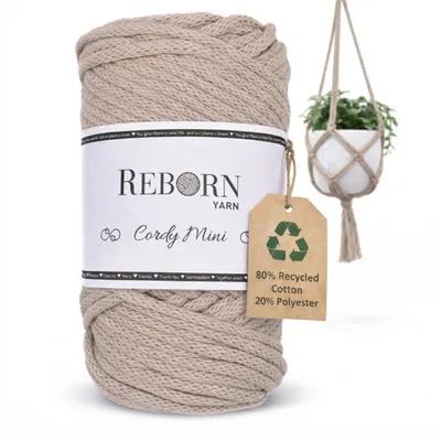 Zdjęcie produktu dla Sznurek do makramy Cordy Mini 3 mm, 250 g bawełnianego sznurka, miękki i wytrzymały 123 Misty Sand