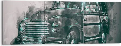Produktbild von Bild auf Leinwand - Leinwandbild - Auto Retro - 150x50cm - Wand Bild - Wanddeko - Wandbilder - Leinwanddruck - Bilder - Kunstdruck - Wanddekoration - Leinwand bilder - Wandkunst - CA150x50-3834