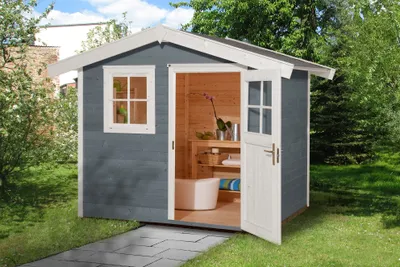 Productafbeelding van Tuinhuis Weka 123, maat 1, inclusief vloer, afmetingen 306 x 239 cm, grijs