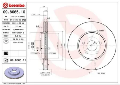 Immagine prodotto di 2x BREMBO 09.8665.11 Disco freno asse anteriore