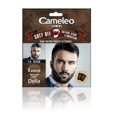 Immagine prodotto di Cameleo Uomo Grey Off tintura per capelli e barba in bustina 1.0 Nero, 2x15ml