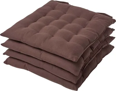 Produktbild von HOMESCAPES 4er Set Stuhlkissen 40x40 cm braun – Sitzkissen Outdoor/Indoor mit Baumwollbezug, Sitzpolster waschbar