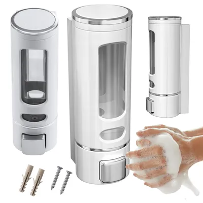 Immagine prodotto di Granitan - Dispenser per sapone - Dispenser per detersivo per piatti - Bianco - 400 ml - Montaggio a parete - Accessori da cucina