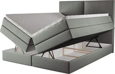 Produktbild von Kontinentales Boxspringbett Judith 200x200 – Polsterbett mit Bettkasten, 3 Matratzen, elegantes Stauraumbett, Boxspringbetten Samt Piano 15