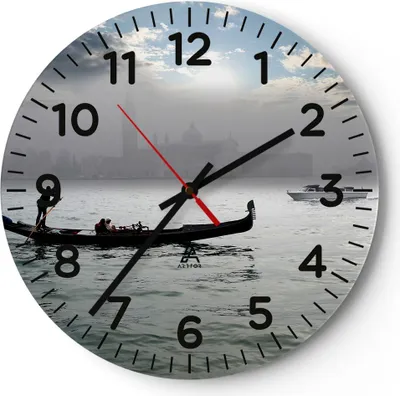 Produktbild von Wanduhr - Rund - Glasuhr - Venedig italien stadt wasser - 30x30cm - Schleichendes Uhrwerk - Lautlos - zum Aufhängen bereit - Dekoration Modern - Wanddekoration aus Glas - C4AR30x30-2669