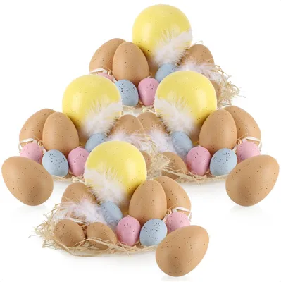 Produktbild von com-four® 44-teiliges Ostereier-Set - Deko-Ostereier in 3 Größen zum Anhängen
