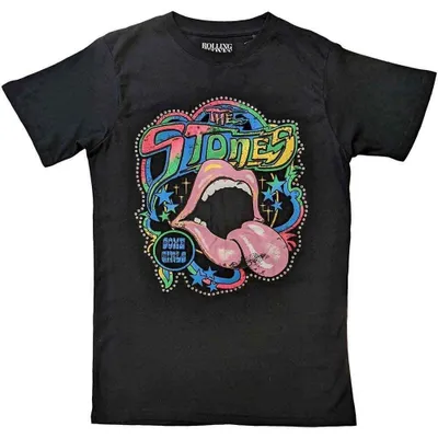 Obrázok produktu pre The Rolling Stones Some Girls Neon Tongue (Embellished) Faded Black L Tričko