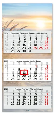 Produktbild von Timr 3-Monatskalender 2027 - Wandkalender I Motiv Sonnenuntergang I tr446
