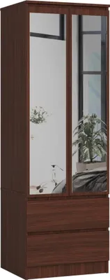 Obrázok produktu pre Šatníková skriňa so šuplíkmi a zrkadlami 60 cm WREN - wenge
