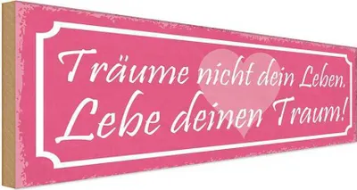 Produktbild von vianmo Holzschild 10x27 cm träume nicht dein Leben lebe Dekoration