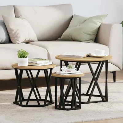Produktbild von "2026 Promotion" Nesting Beistelltisch - mit Stauraum - 3 pcs Artisan-Eiche - Sofatisch CC32468