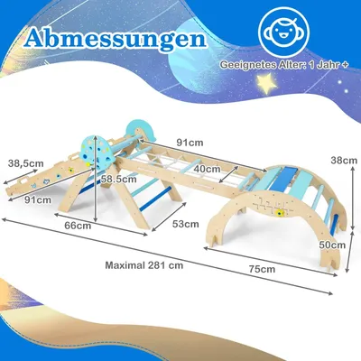 Immagine prodotto di Set di arrampicata Montessori 9 in 1 con scivolo e scala